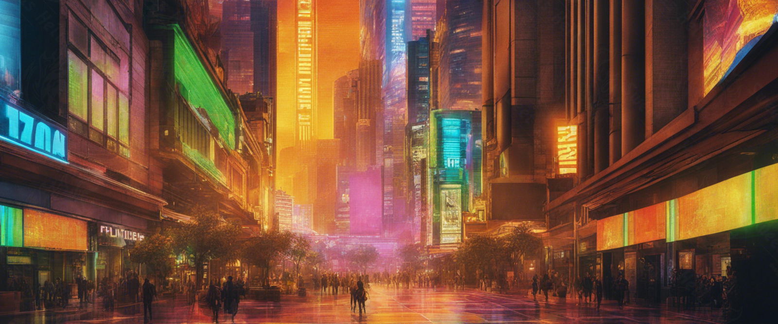 Street Level Illustration of Modern Fantasy City Architecture 0012 SN1175 - Sweet As Hell Designs