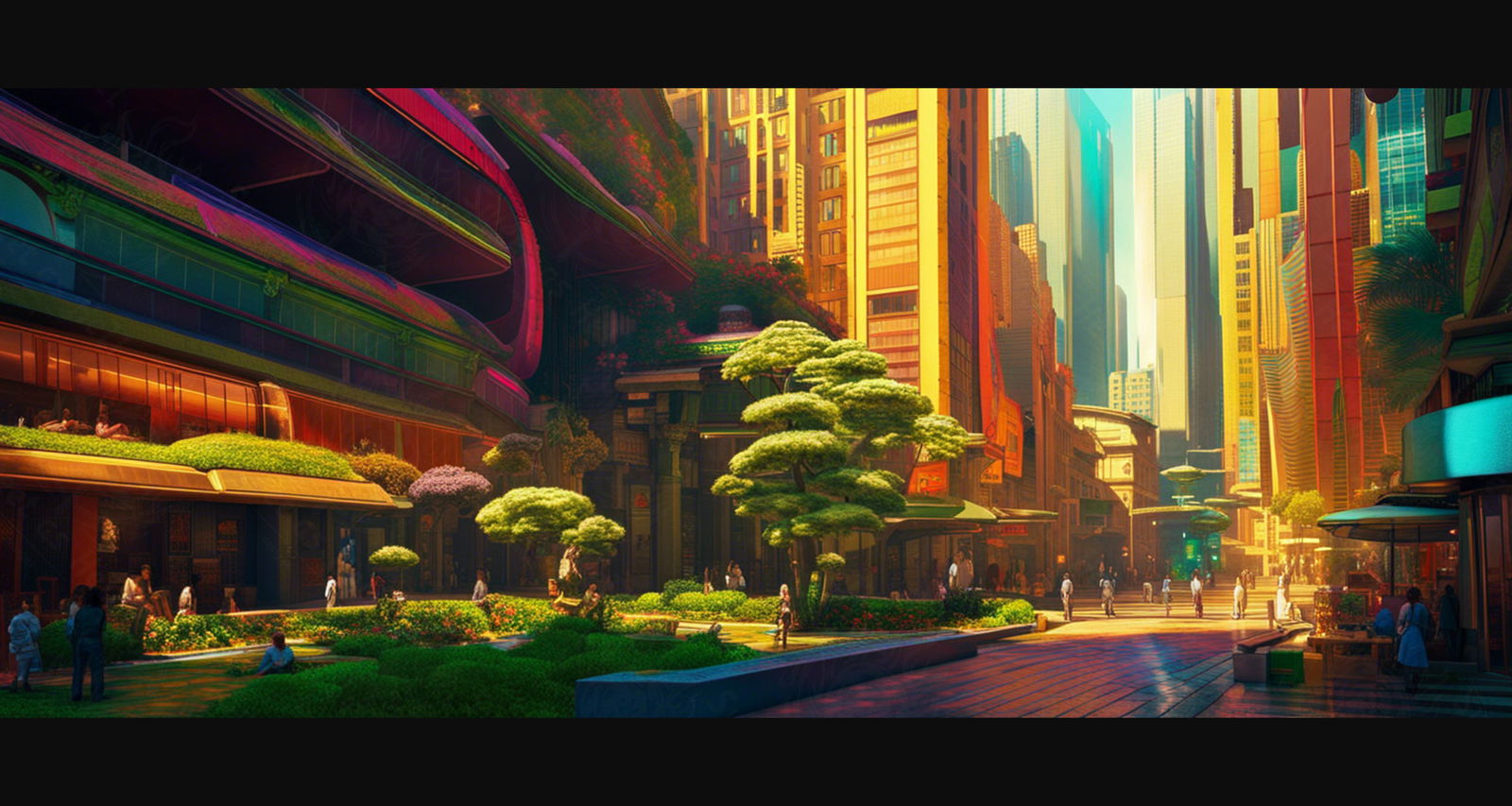 Street Level Illustration of Modern Fantasy City Architecture 0013 SN1176 - Sweet As Hell Designs