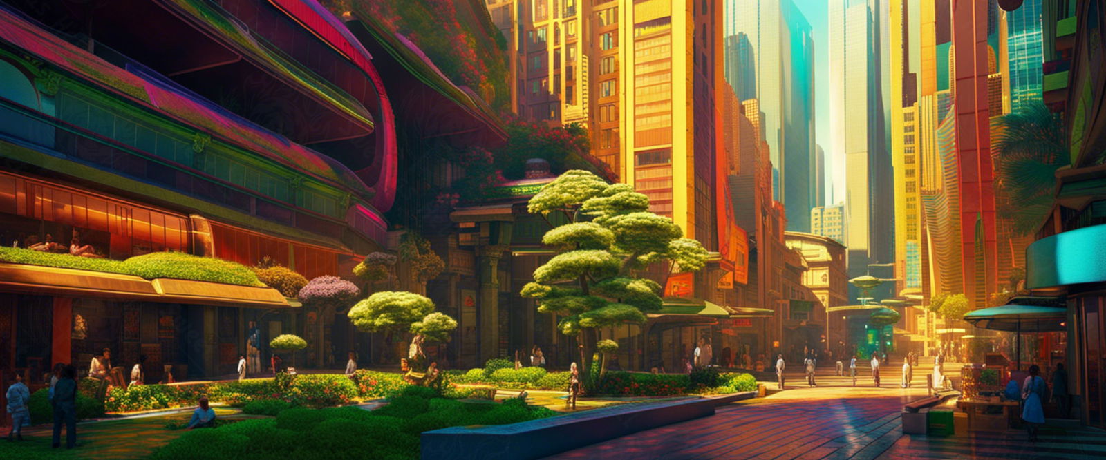 Street Level Illustration of Modern Fantasy City Architecture 0013 SN1176 - Sweet As Hell Designs