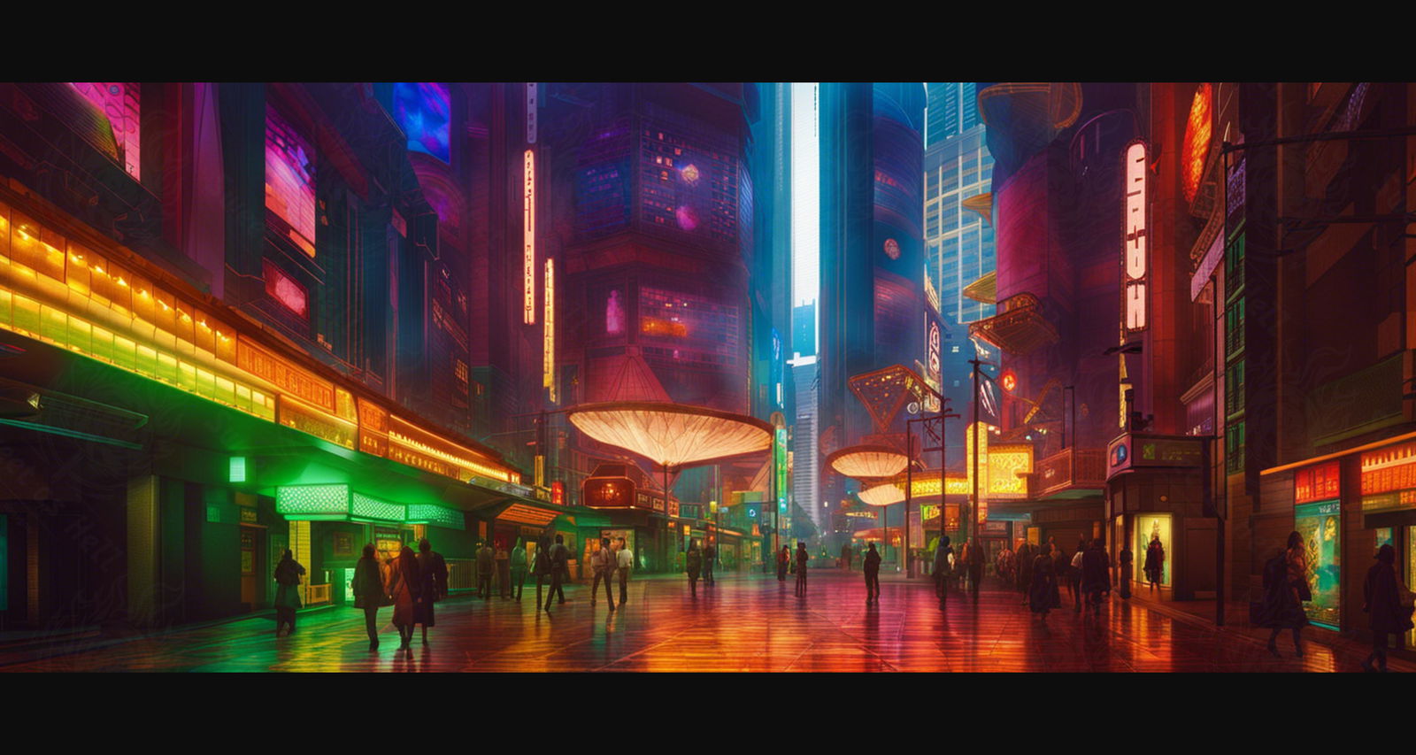 Street Level Illustration of Modern Fantasy City Architecture 0015 SN1178 - Sweet As Hell Designs