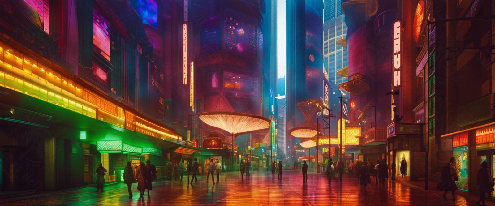 Street Level Illustration of Modern Fantasy City Architecture 0015 SN1178 - Sweet As Hell Designs