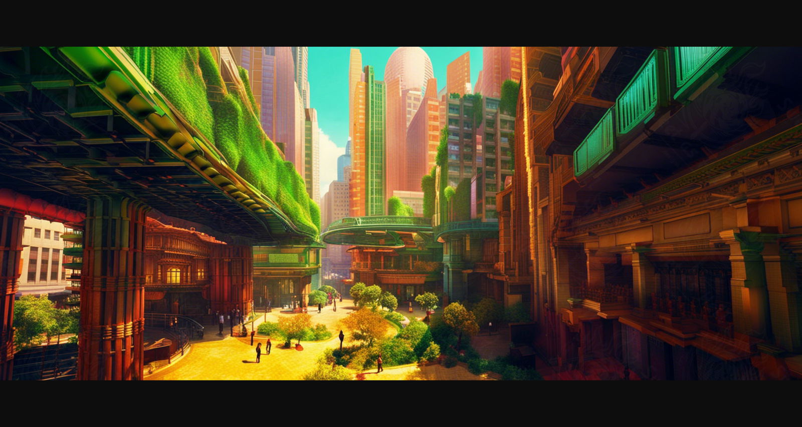 Street Level Illustration of Modern Fantasy City Architecture 0017 SN1180 - Sweet As Hell Designs