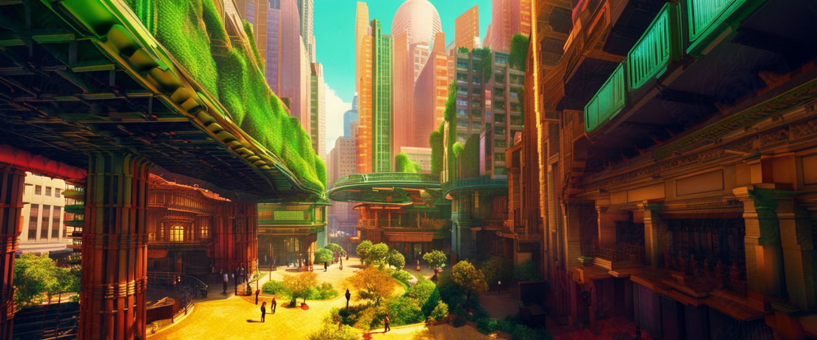 Street Level Illustration of Modern Fantasy City Architecture 0017 SN1180 - Sweet As Hell Designs