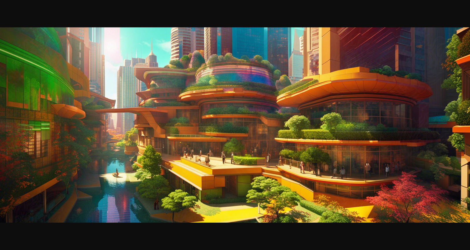 Street Level Illustration of Modern Fantasy City Architecture 0018 SN1181 - Sweet As Hell Designs