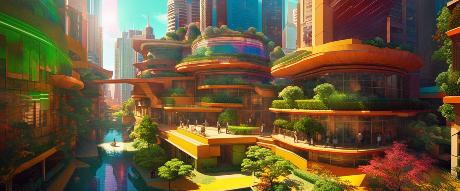 Street Level Illustration of Modern Fantasy City Architecture 0018 SN1181 - Sweet As Hell Designs