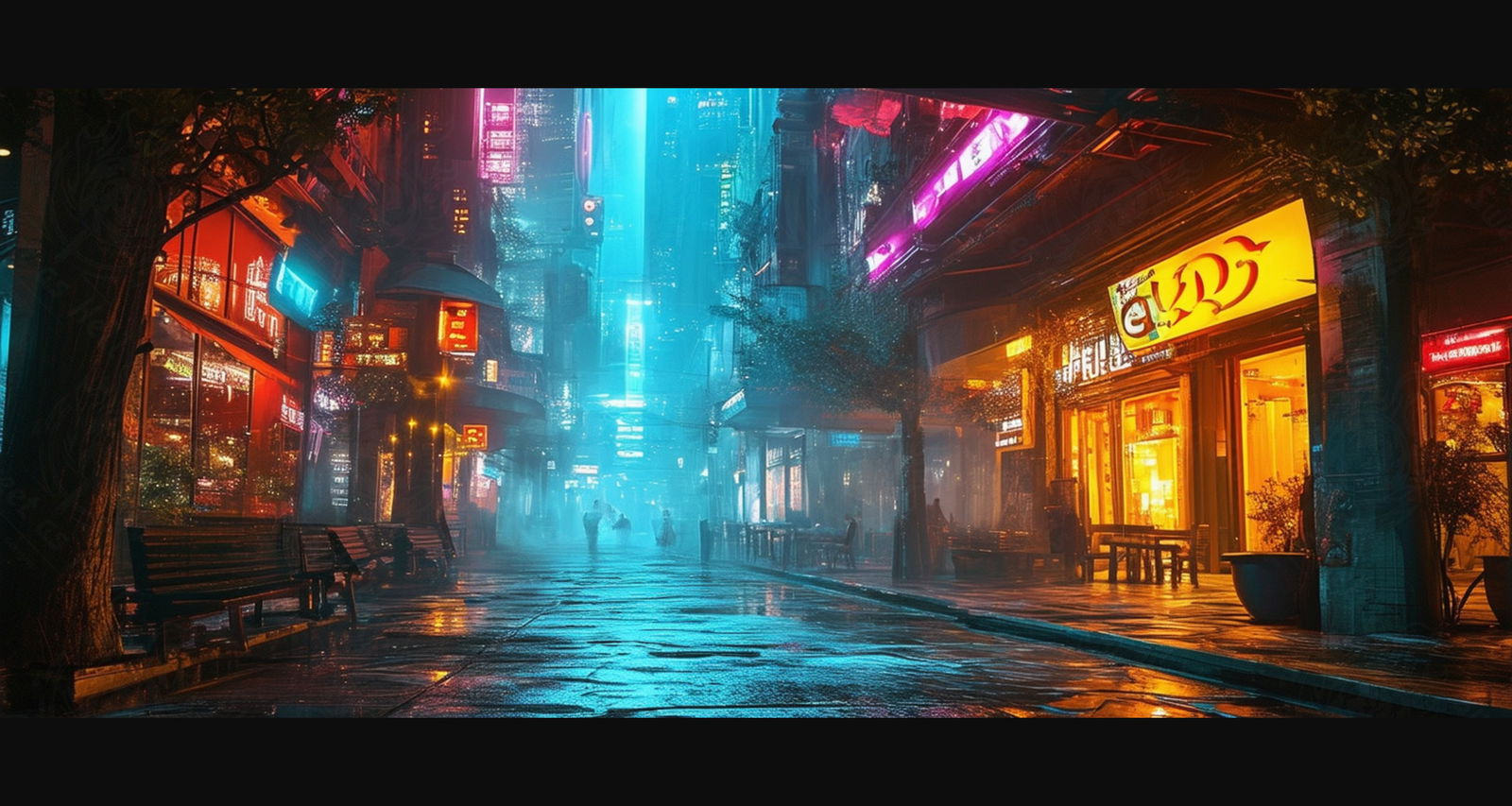 Street Level Illustration of Modern Fantasy City Architecture 0020 SN1183 - Sweet As Hell Designs