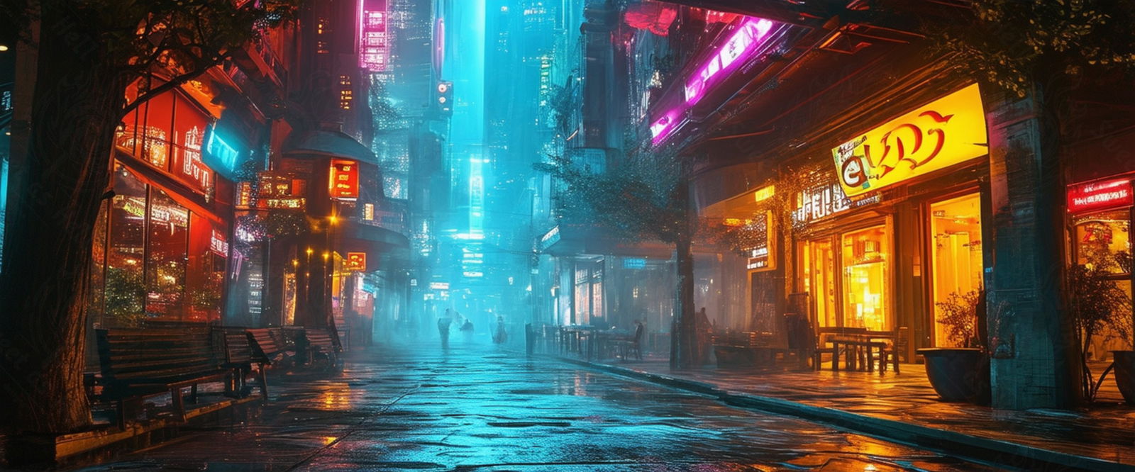 Street Level Illustration of Modern Fantasy City Architecture 0020 SN1183 - Sweet As Hell Designs