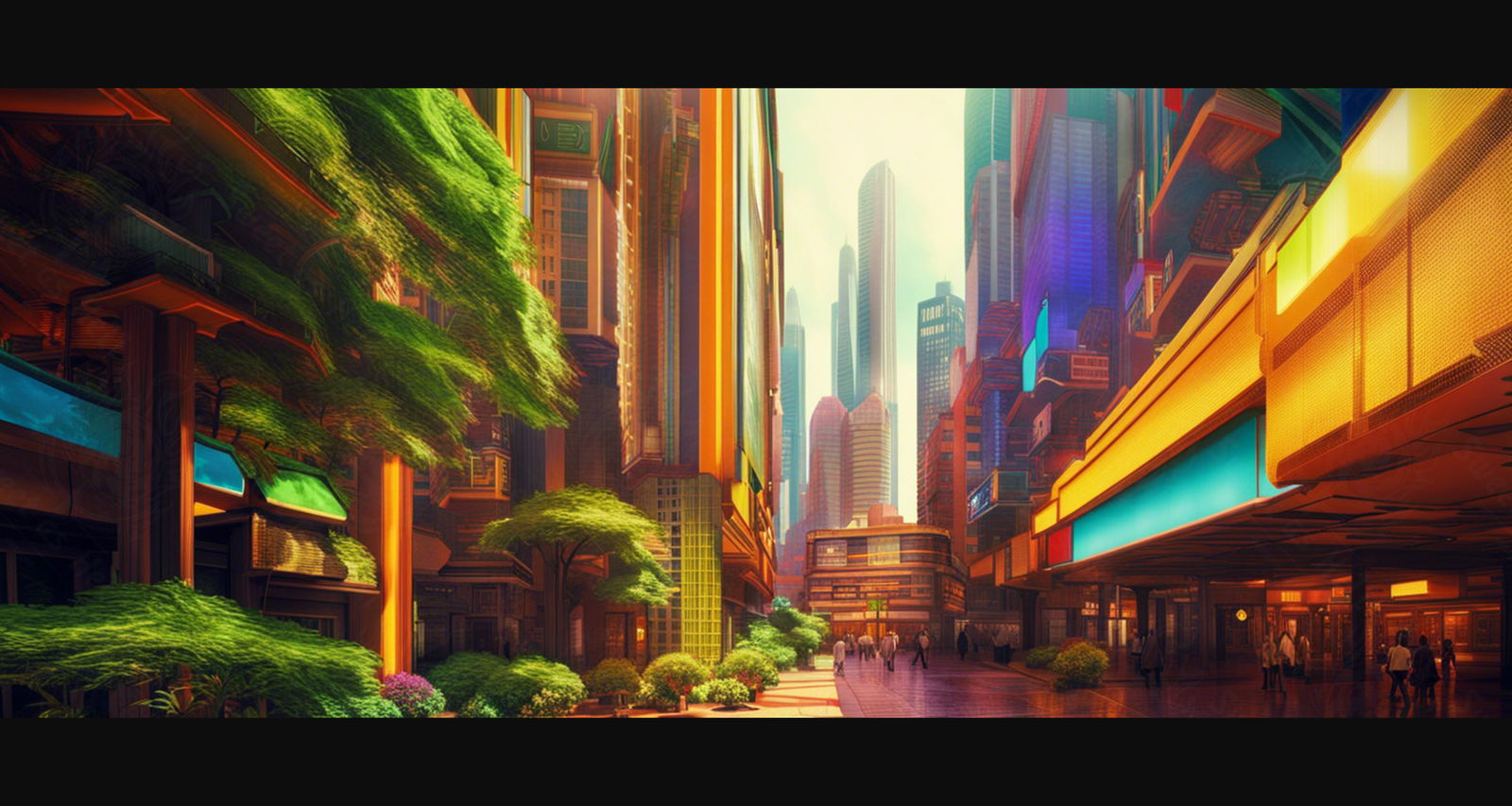 Street Level Illustration of Modern Fantasy City Architecture 0023 SN1186 - Sweet As Hell Designs