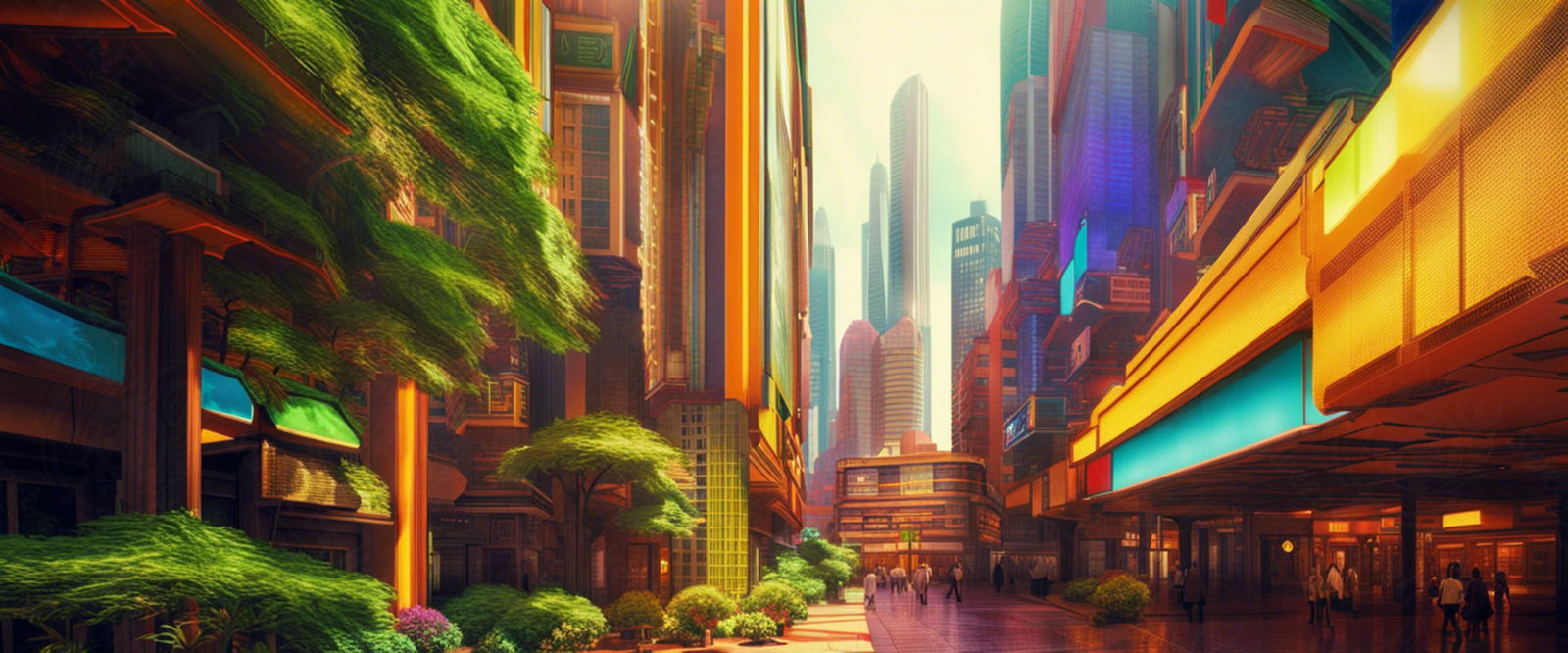 Street Level Illustration of Modern Fantasy City Architecture 0023 SN1186 - Sweet As Hell Designs