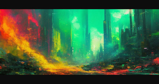 Street Level Illustration of a Futuristic City 0001 SN1140 - Sweet As Hell Designs