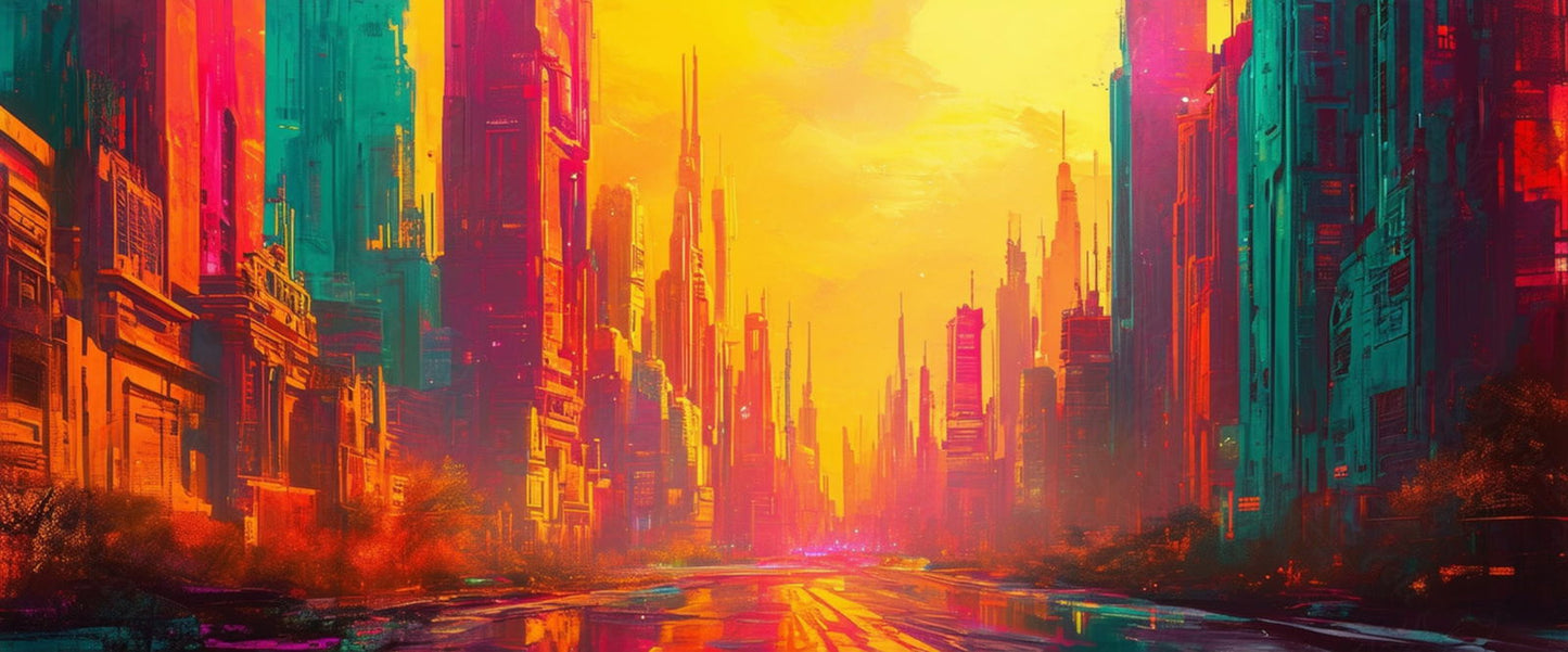 Street Level Illustration of a Futuristic City 0002 SN1141 - Sweet As Hell Designs