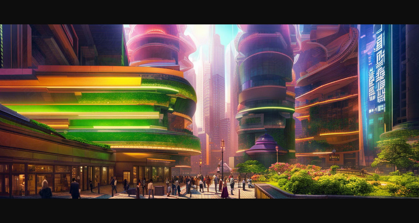Street Level Illustration of a Futuristic City 0003 SN1142 - Sweet As Hell Designs