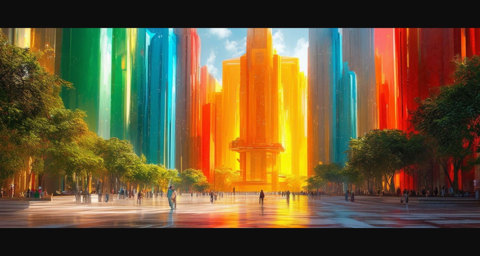 Street Level Illustration of a Futuristic City 0005 SN1144 - Sweet As Hell Designs