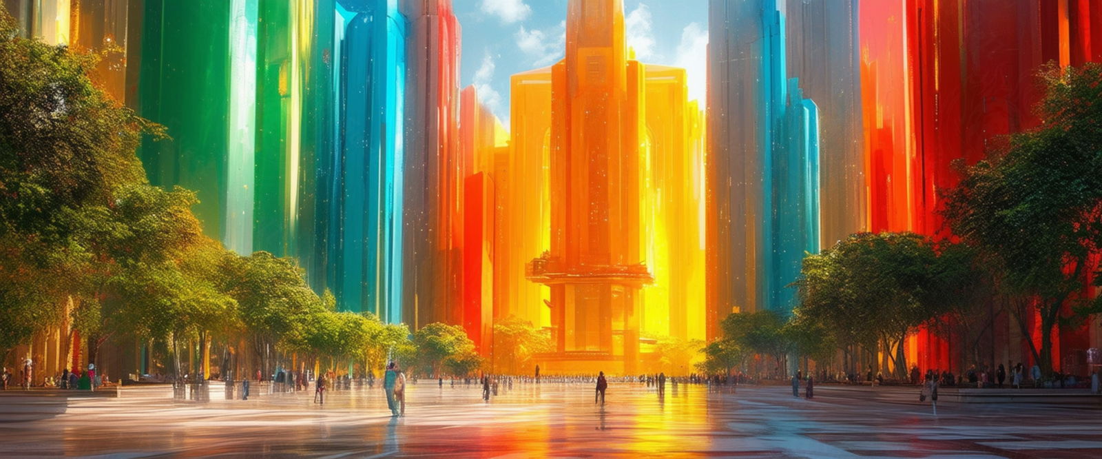 Street Level Illustration of a Futuristic City 0005 SN1144 - Sweet As Hell Designs