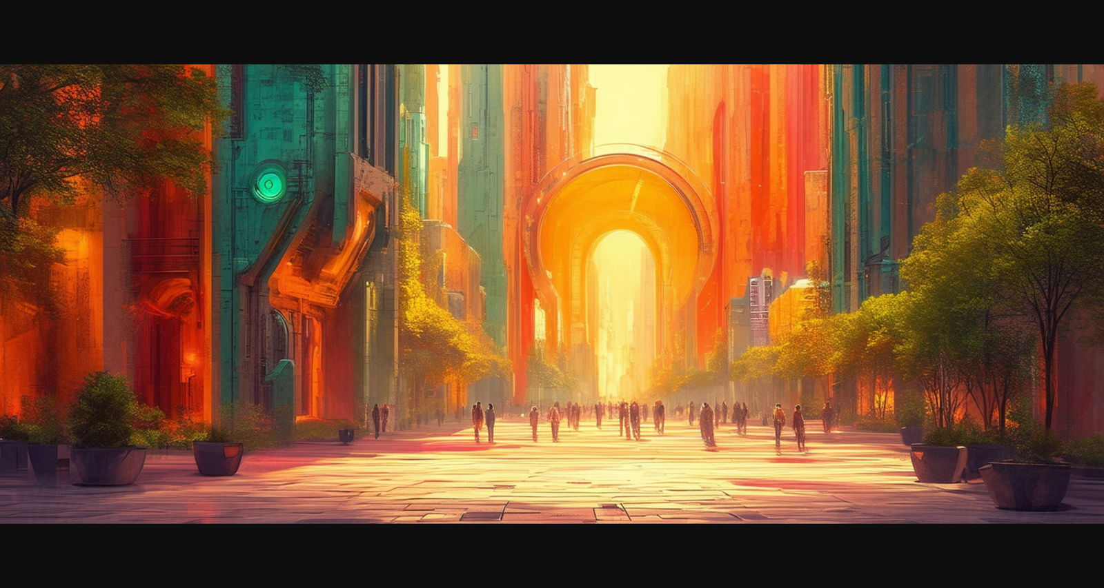 Street Level Illustration of a Futuristic City 0006 SN1145 - Sweet As Hell Designs