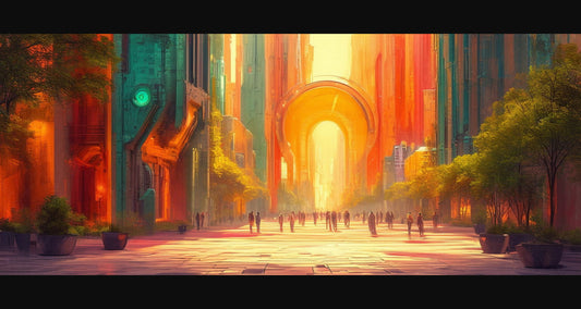 Street Level Illustration of a Futuristic City 0006 SN1145 - Sweet As Hell Designs