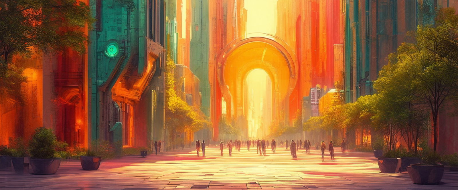 Street Level Illustration of a Futuristic City 0006 SN1145 - Sweet As Hell Designs