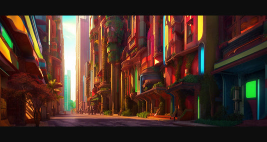 Street Level Illustration of a Futuristic City 0009 SN1148 - Sweet As Hell Designs
