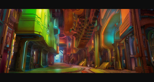 Street Level Illustration of a Futuristic City 0010 SN1149 - Sweet As Hell Designs