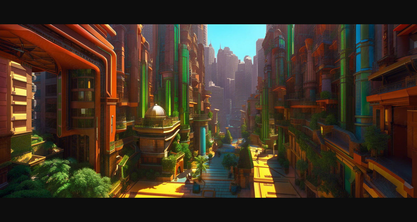 Street Level Illustration of a Futuristic City 0011 SN1150 - Sweet As Hell Designs