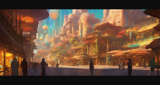 Street Level Illustration of a Futuristic City 0012 SN1151 - Sweet As Hell Designs