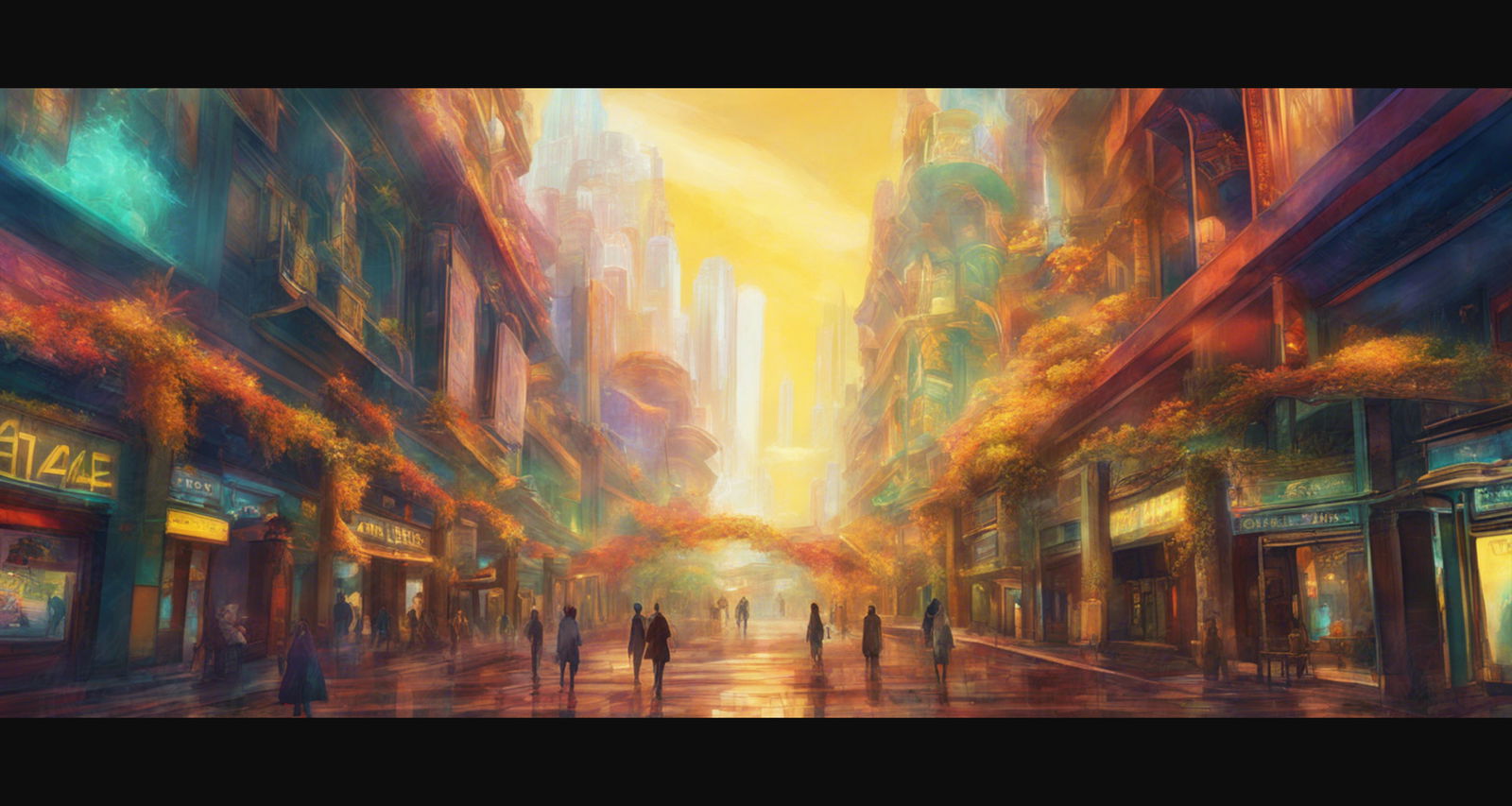 Street Level Illustration of a Futuristic City 0021 SN1160 - Sweet As Hell Designs