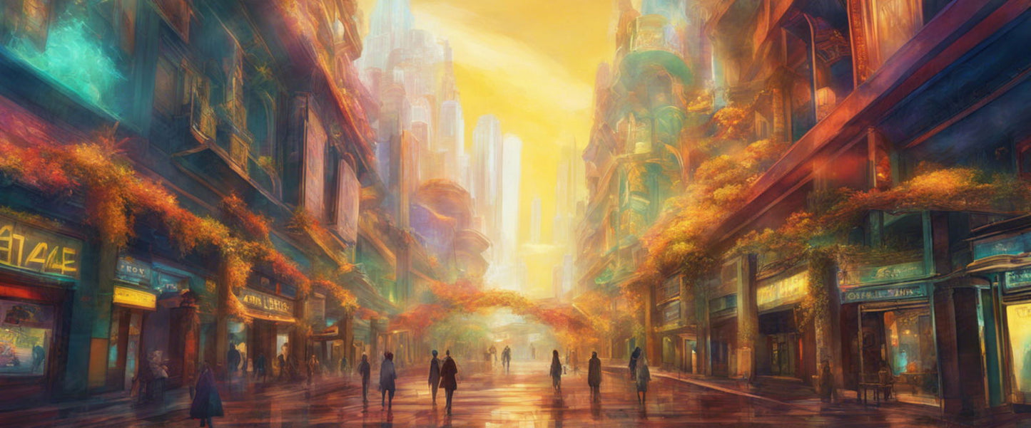 Street Level Illustration of a Futuristic City 0021 SN1160 - Sweet As Hell Designs