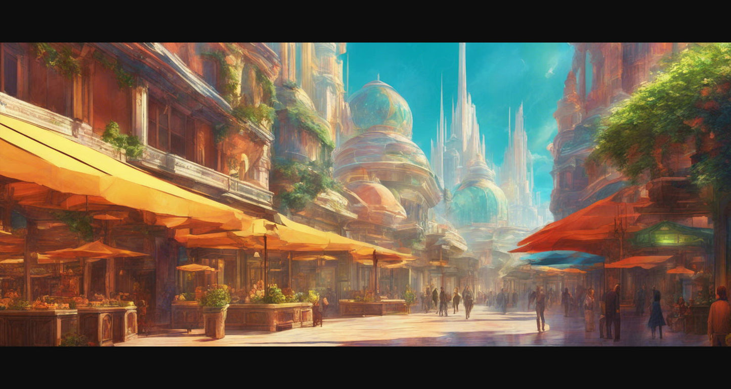 Street Level Illustration of a Futuristic City 0022 SN1161 - Sweet As Hell Designs