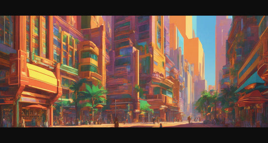 Street Level Illustration of a Modern City 0003 SN1164 - Sweet As Hell Designs