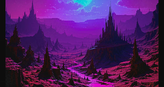 Surreal Spires Under Purple Sky SN3076 - Sweet As Hell Designs