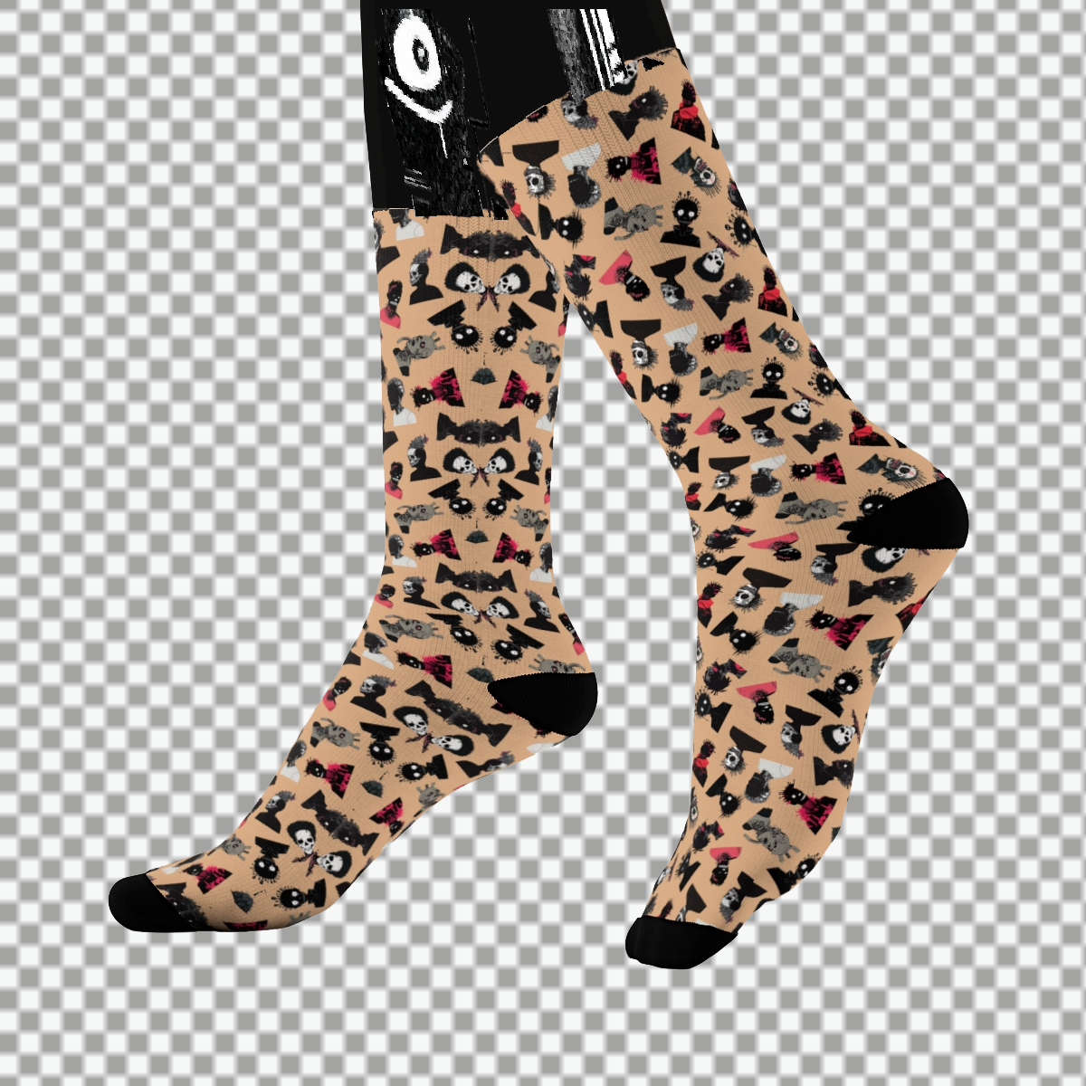 Sweet As Hell Designs' Crew Socks Featuring The Original Ruffian Pattern - Sweet As Hell Designs