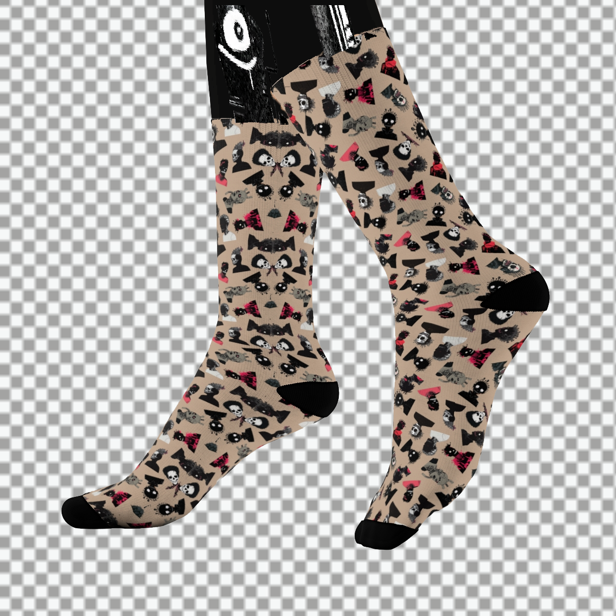 Sweet As Hell Designs' Crew Socks Featuring The Original Ruffian Pattern - Sweet As Hell Designs