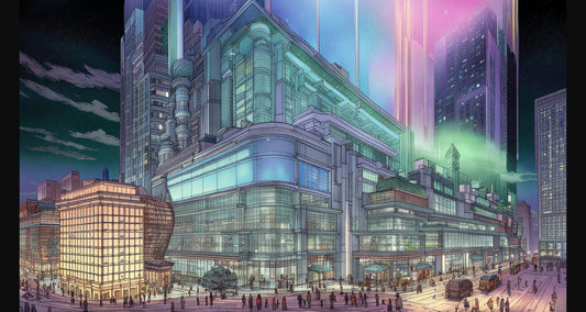 Urban Architecture Illustration at a 2 Story POV with Subtle Color Variation 16 by 9 0001 SN1241 - Sweet As Hell Designs