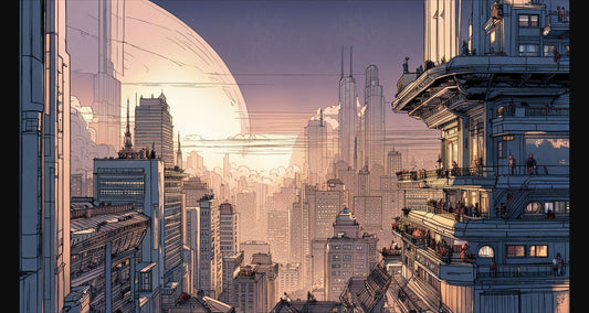 Urban Architecture Line Art Seen From An Elevated View 0001 SN1242 - Sweet As Hell Designs