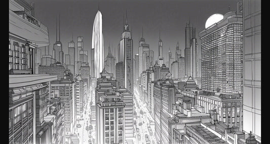 Urban Architecture Line Art Seen From An Elevated View 0003 SN1244 - Sweet As Hell Designs
