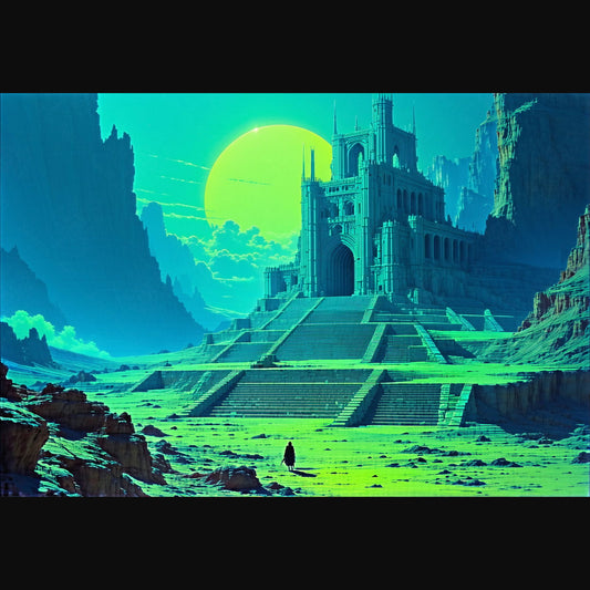 alien temple under green moon SN3101 - Sweet As Hell Designs