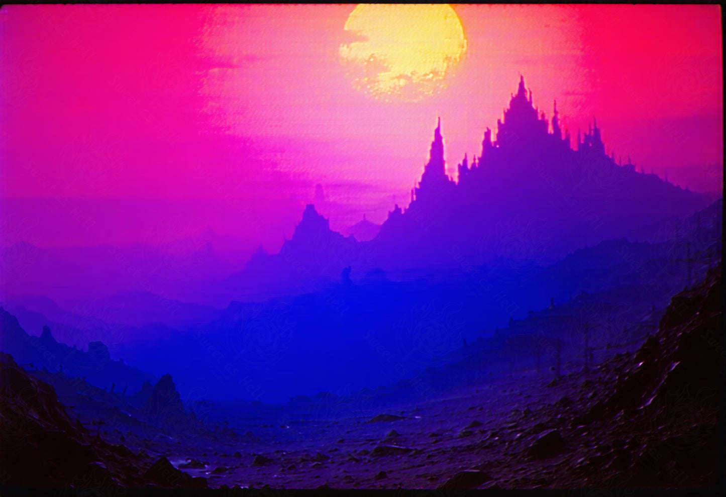 alien landscape pink purple blue SN3099