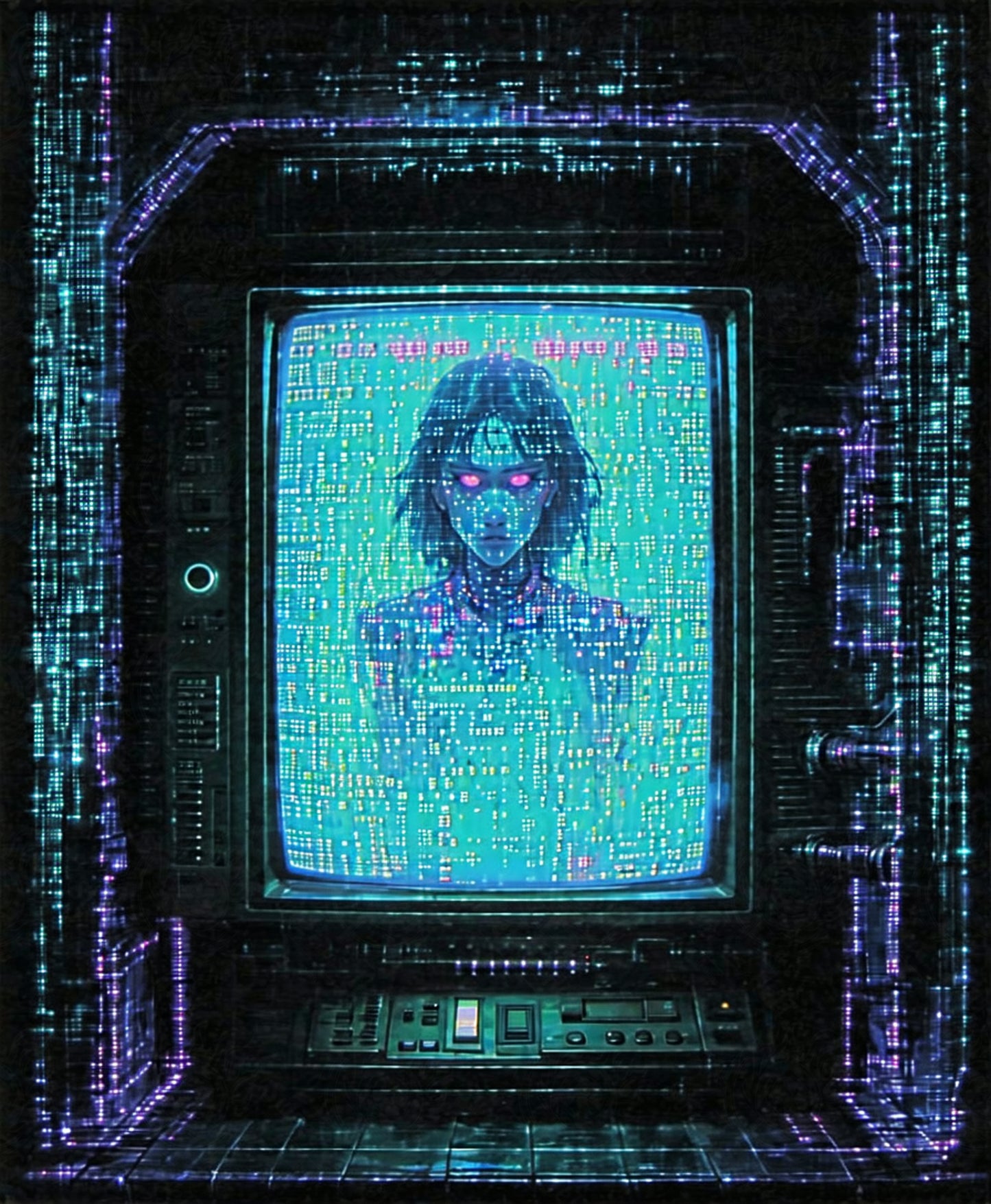 cyberpunk girl on monitor SN3157