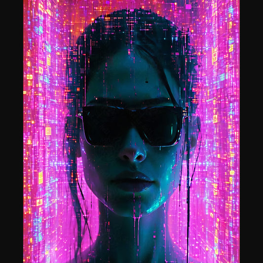 cyberpunk woman digital rain SN3187