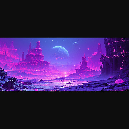 fantasy cityscape purple planet SN3315