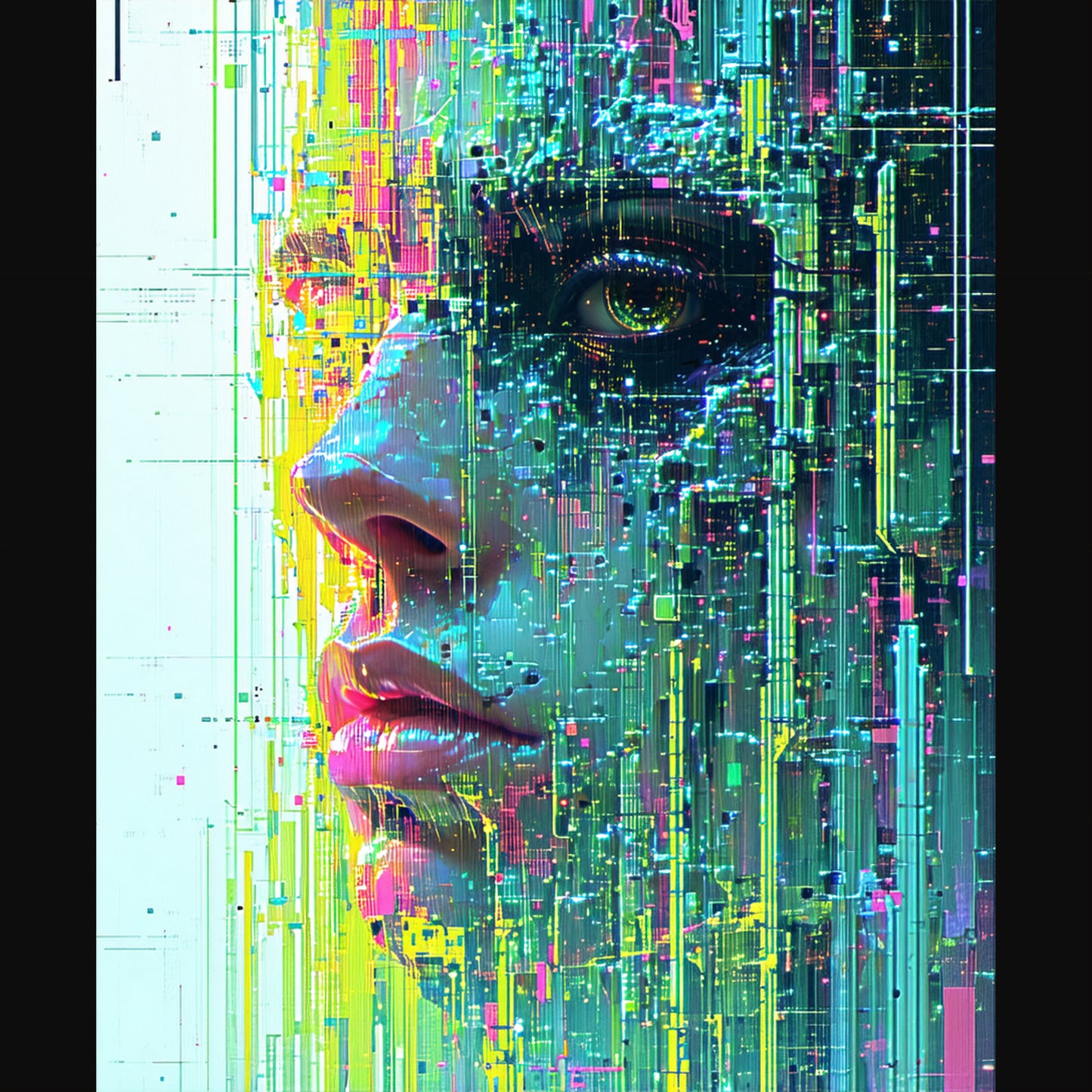 glitched cybernetic woman SN3329