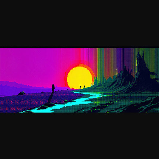 pixelated sunset landscape SN3404