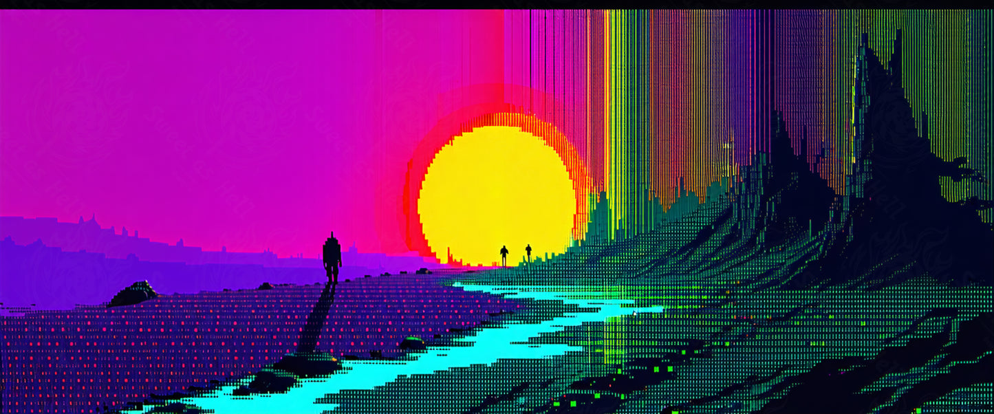 pixelated sunset landscape SN3404